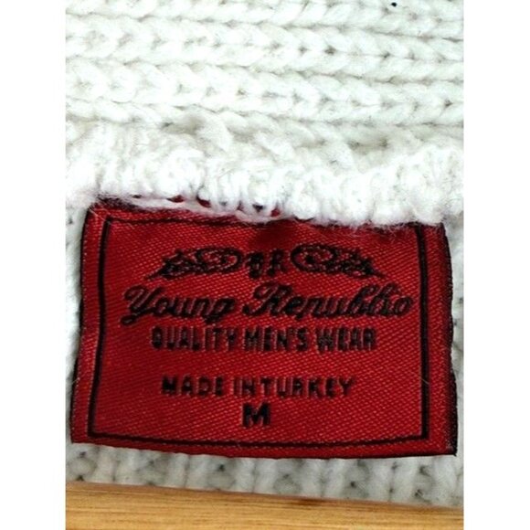 Young Republic White & Black Greek Key Design Wool Blend Men's Size M Sweater - Picture 9 of 11